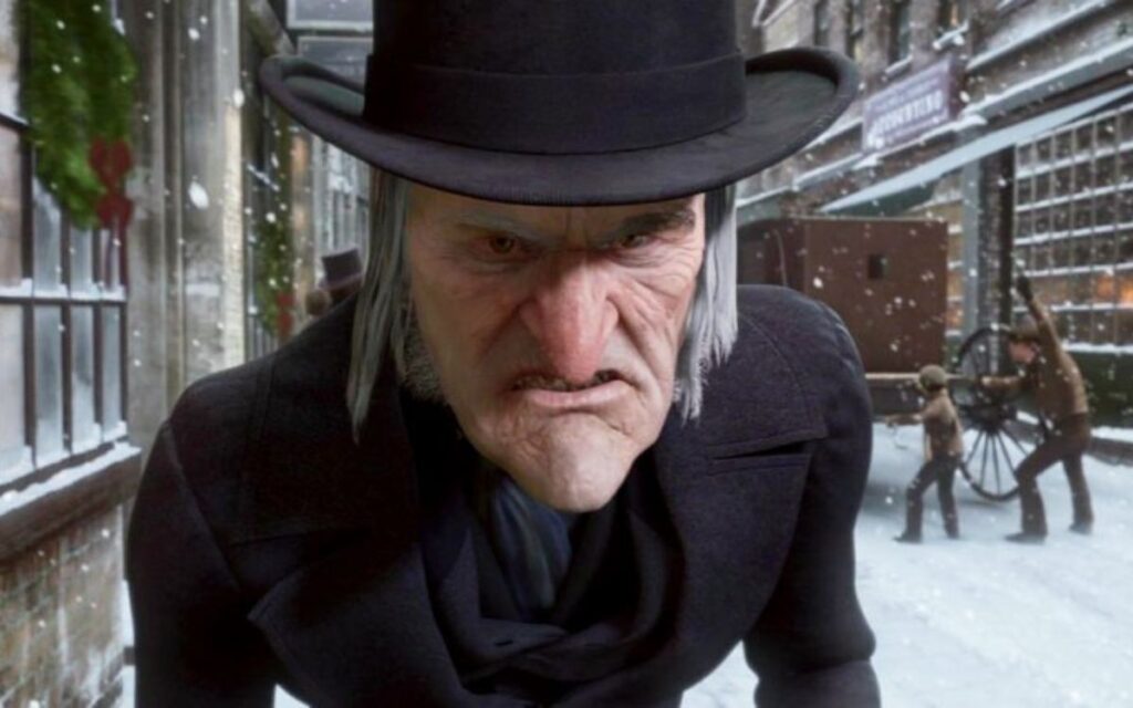 Jim Carrey as Scrooge in A Christmas Carol 2009.