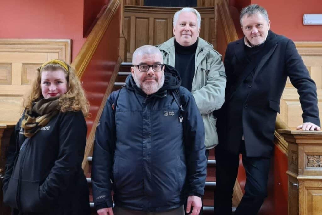 Scott Lyal, centre, with fellow contributors to Tales from the Crypts of Auld Reekie