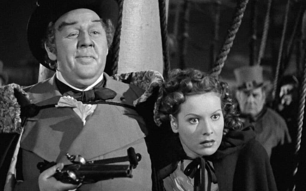 Charles Laughton and Maureen O'Hara in Jamaica Inn 1939.