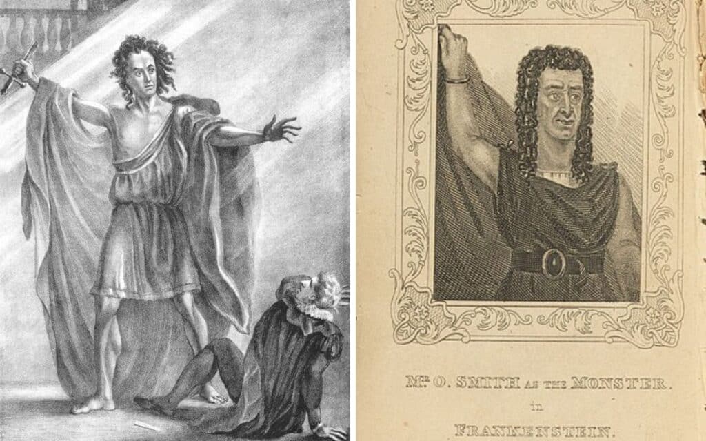 T. P. Cooke and O. Smith in different productions of Frankenstein.